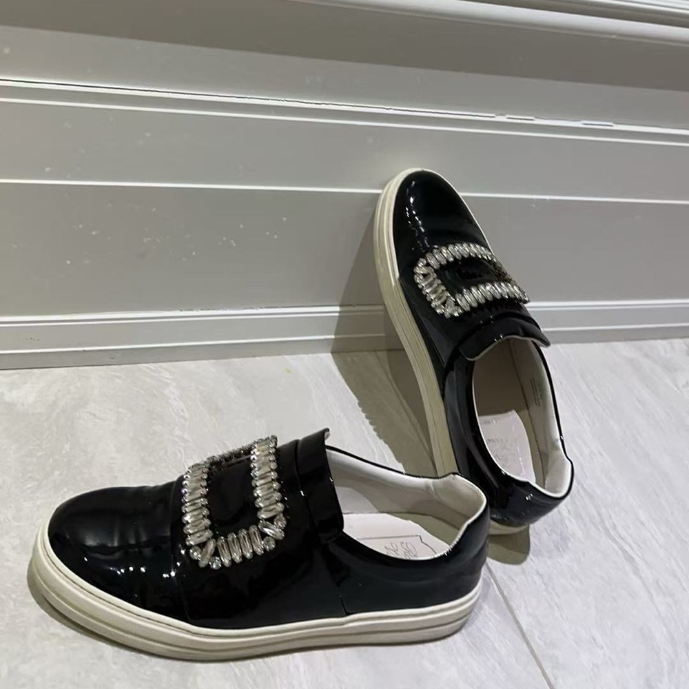 Black Embellished Women's Slip-On Shoes